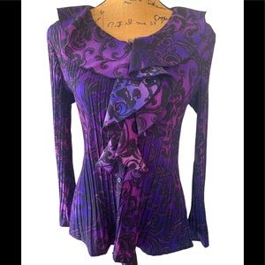 Womens  purple, black floral East 5th Petite button down Top